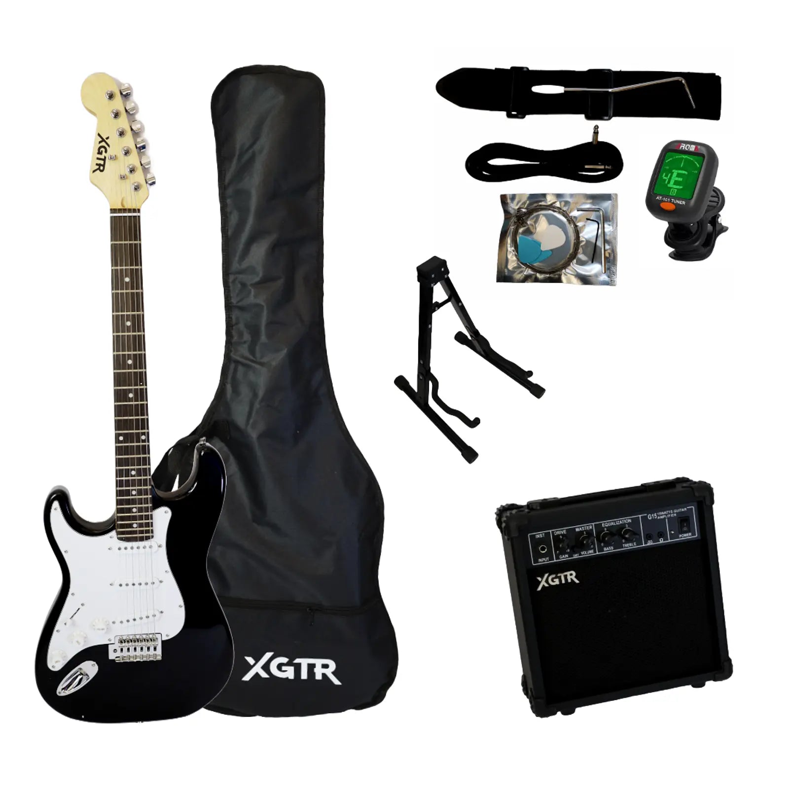 Pack Guitarra Eléctrica Left Hand Black ST111 Amp 15w XGTR