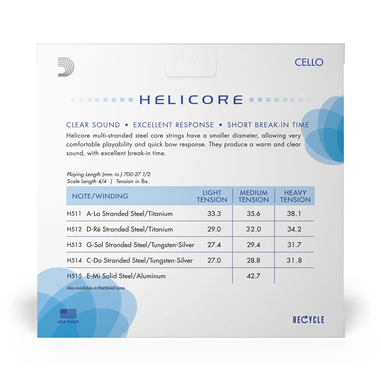 Set de cuerdas Cello 4/4 Helicore Med H510 4/4M Daddario