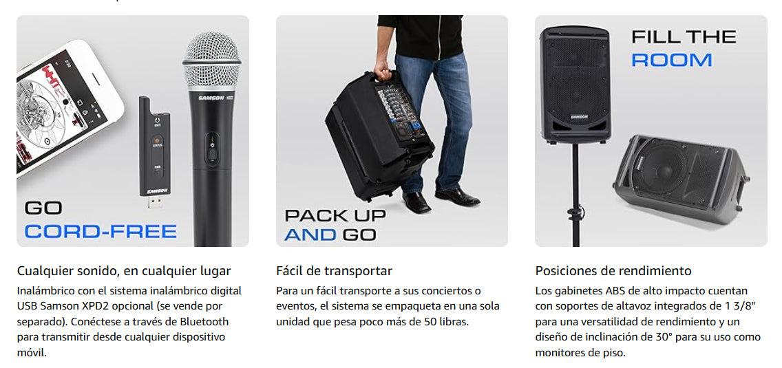 Sistema de Amplificación Portátil XP1000 c/Bluetooth Samson