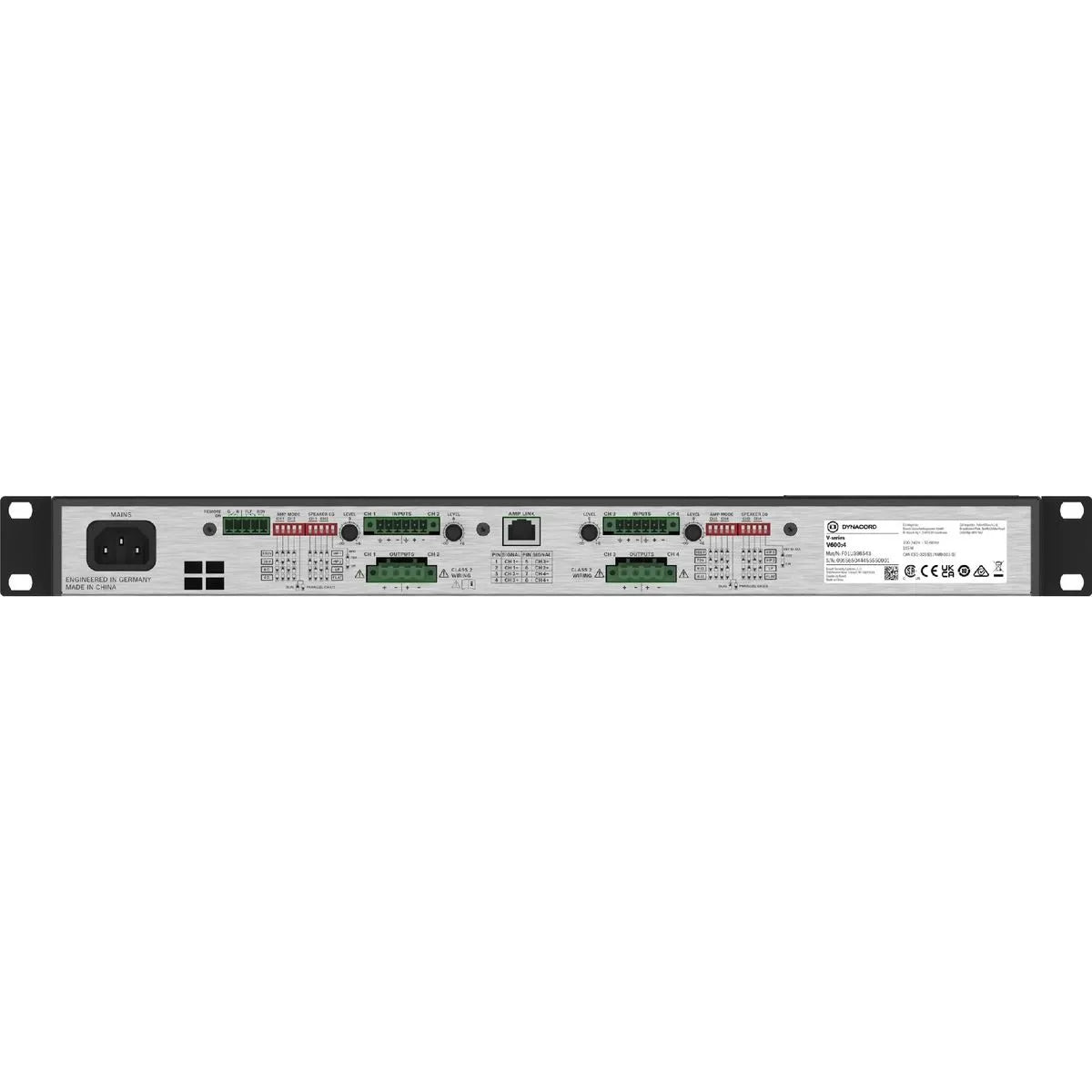 Amplificador de Instalación Multicanal V600:4-US 4 Ch 600W Dynacord