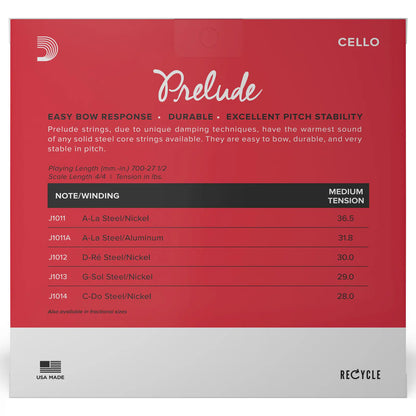 Set Cuerdas Cello Prelude 4/4 Med J1010 4/4M Daddario
